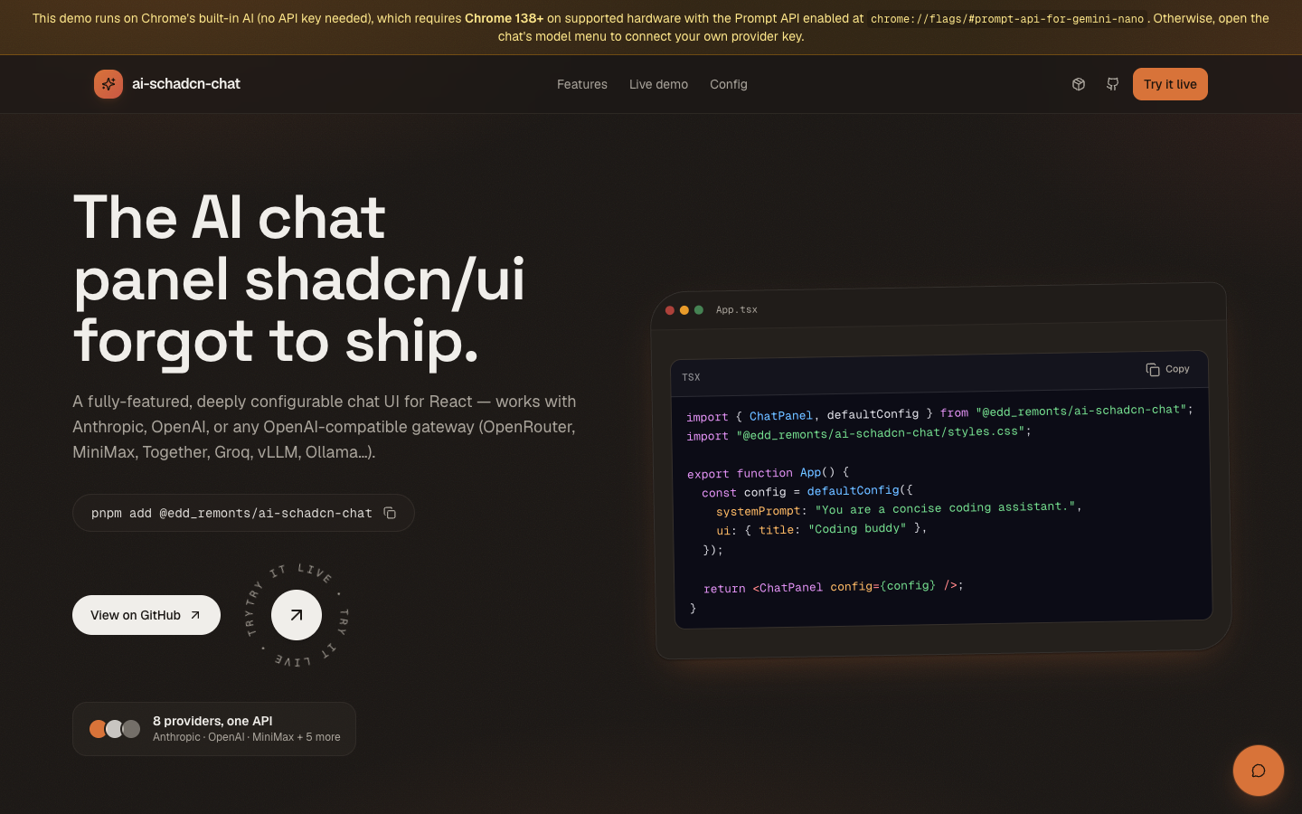 ai-schadcn-chat interface
